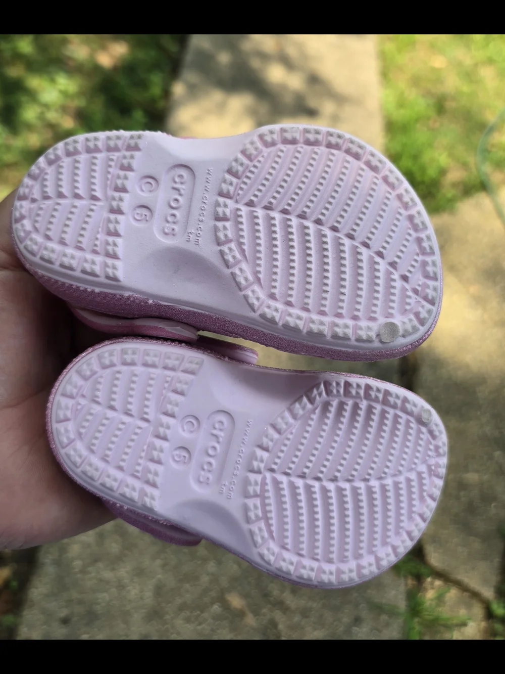 Size 5c Toddler Glitter Pink Croc Sandals - Comfortable Slip-On Straps